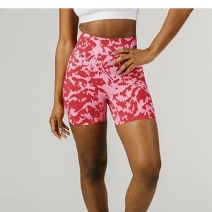 Vibrant Pink and Red High-Rise Bike Shorts